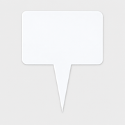 Blank white write-on wipe-off case spear pick with rounded rectangular face and pointed stem on a clean light gray background