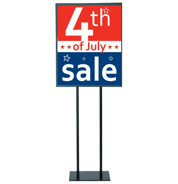 July 4th Sale Posters Floor Stand-Stanchion Signs-RWB-Value Pack