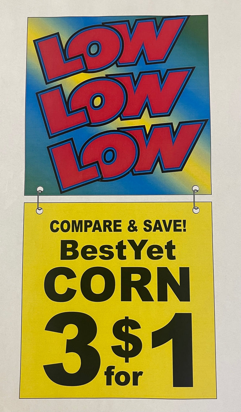 Low Low Low Gondola End Cap Hanging Sign Ceiling Dangler-24"x24"