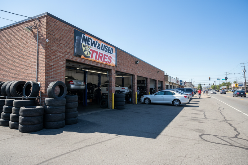 New & Used Tires Vinyl Banner Tire Shop Exterior Lifestyle