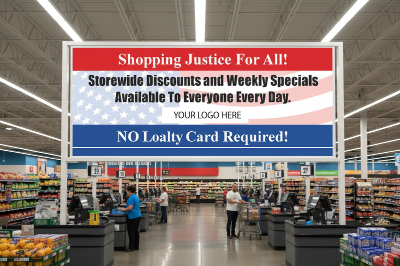No Loyalty Card Required Vinyl Banner Supermarket Checkout Lifestyle