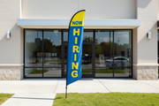 Now Hiring Feather Flag – Blue/Yellow Lifestyle