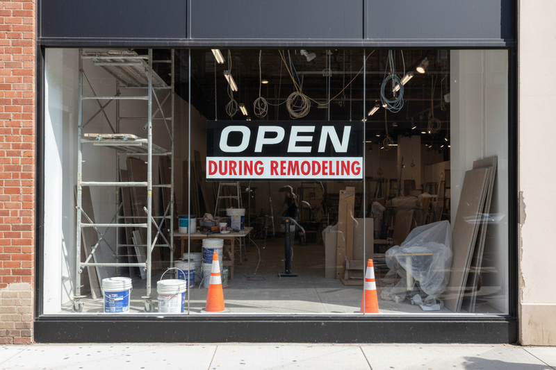 Open During Remodeling Sign Black Lifestyle