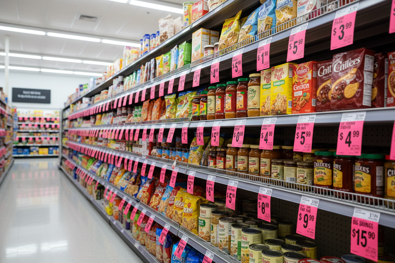 Pink Fluorescent Shelf Signs Lifestyle