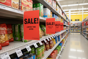 Red Fluorescent Shelf Signs Lifestyle