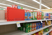 Red Fluorescent Starburst Shelf Sign Lifestyle