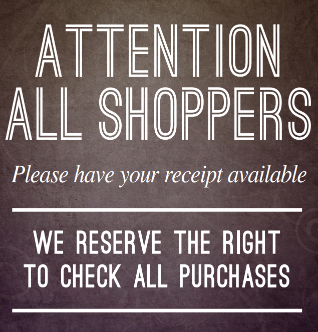 We Reserve the Right to Check Bags Signs -11" W x 11" H-5 signs