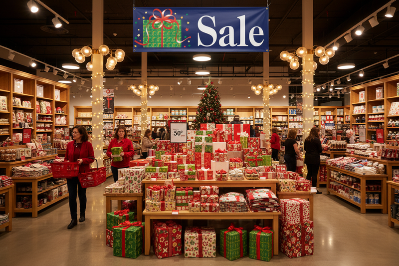 Sale Vinyl Banner Gift Box Design Holiday Display Lifestyle
