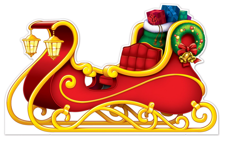 Christmas Santa's Sleigh Display Prop Standees- 2 pieces