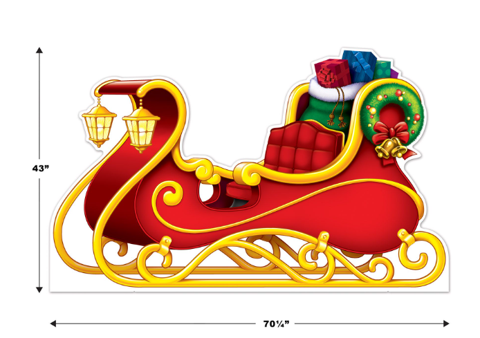 Christmas Santa's Sleigh Display Prop Standees- 2 pieces