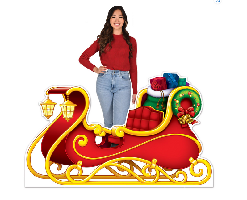 Christmas Santa's Sleigh Display Prop Standees- 2 pieces