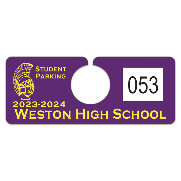 School Hanging Parking Permits-Custom Printed-Numbered-125 pieces