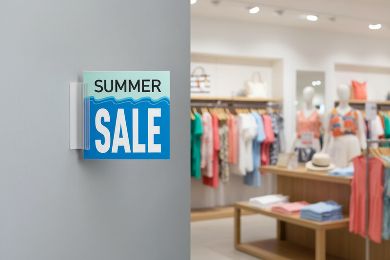 Sign Holder - Flag Position - Retail Store Wall