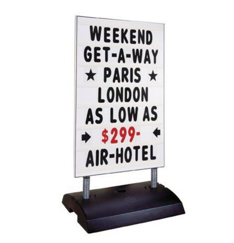 Sidewalk Sign- Springer Changeable White Message Board