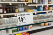 Stick-on shelf-edge label holder with full-size label