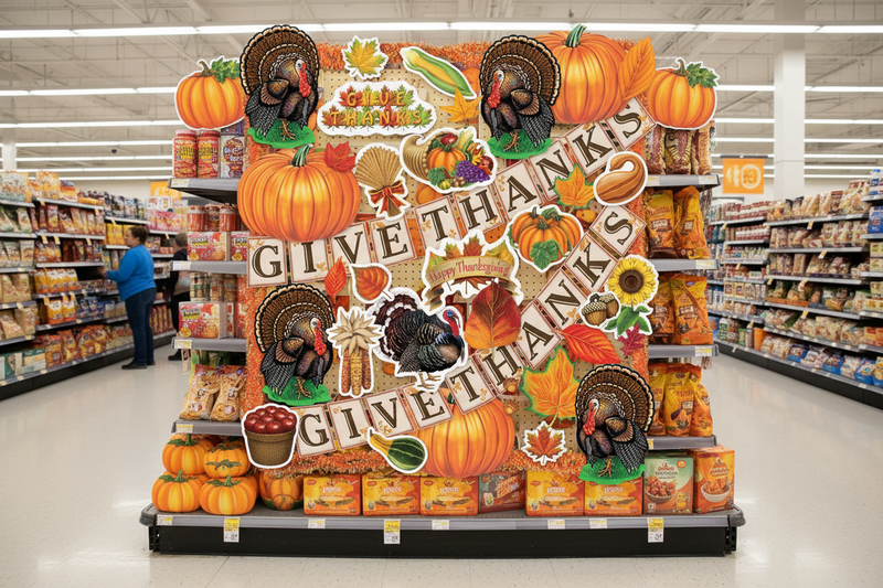 Thanksgiving Trim Display Decoration Kit 35-Piece Retail Lifestyle