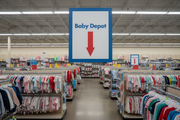 Thrift Store Baby Depot Hanging Aisle Marker Sign Lifestyle