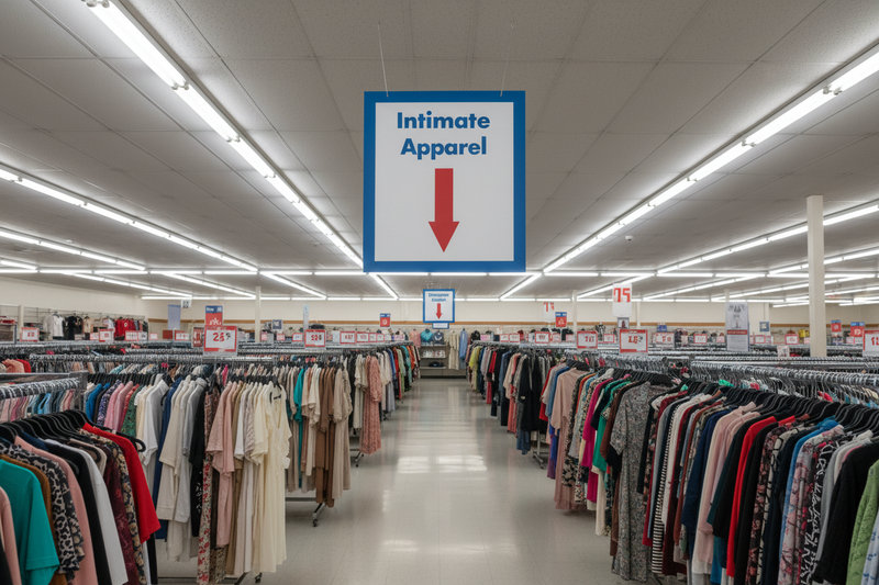 Thrift Store Intimate Apparel Hanging Aisle Marker Sign Lifestyle