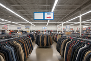 Thrift Store Men's Coats Hanging Aisle Marker Sign Lifestyle