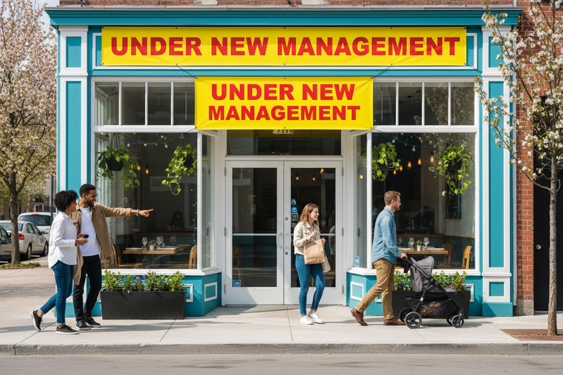 Under New Management Vinyl Banner 5x3 Retail Storefront Lifestyle