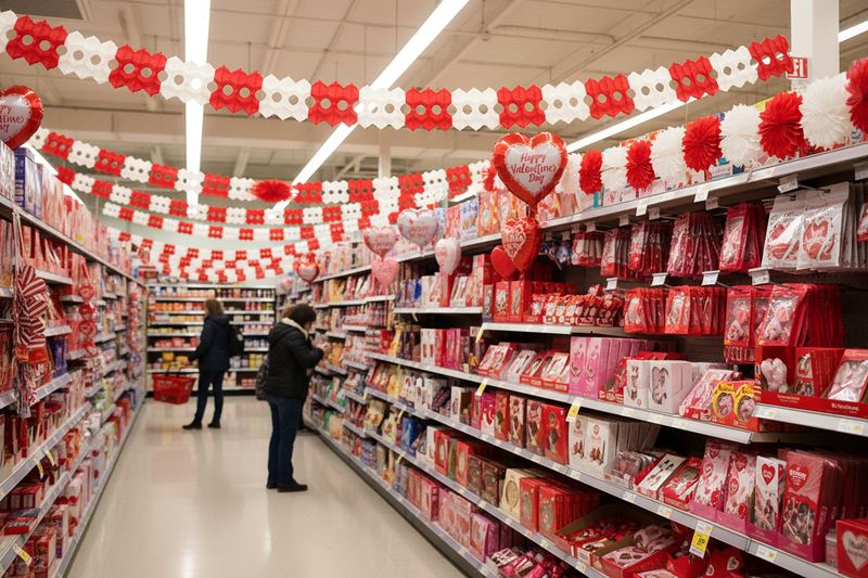 Valentine's Day Red & White Garland 12-Pack Retail Lifestyle