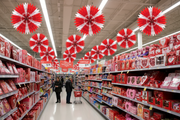 Valentine's Day Red & White Tissue Fans 12-Pack Retail Lifestyle