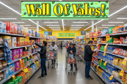 Wall of Values Vinyl Banner 8x3 Supermarket Value Aisle Lifestyle