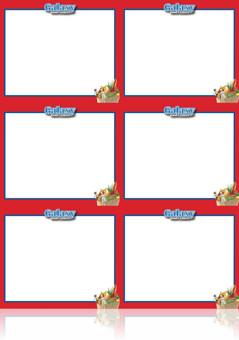 Galaxy Food Centers Meat Shelf Signs -6 UP Laser Compatible -600 price cards