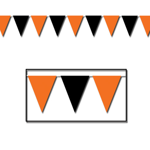 Halloween Orange & Black Indoor-Outdoor Pennant Banners -12 pieces - screengemsinc