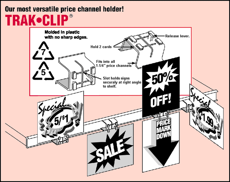 Sign Holders Track Shelf Clip -Plastic Sign Holder-4 Way -100 pieces - screengemsinc