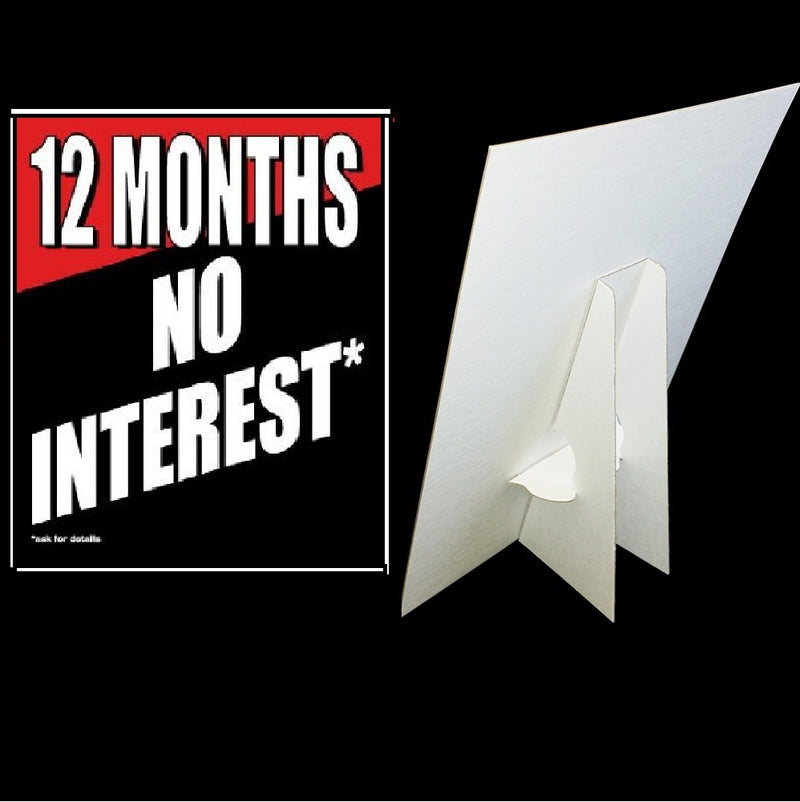 12 Months No Interest Easel Sign