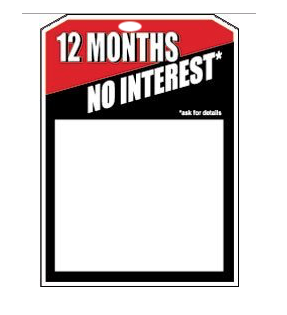 12 Months No Interest Sale Tags Price Tags -3.5" W x 5.5" H-100 pieces
