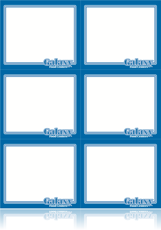 Galaxy Food Centers Shelf Signs-6 up per sheet Laser Compatible-Blue - screengemsinc