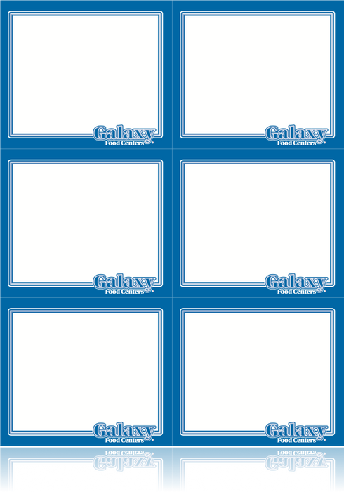 Galaxy Food Centers Shelf Signs-6 up per sheet Laser Compatible-Blue - screengemsinc