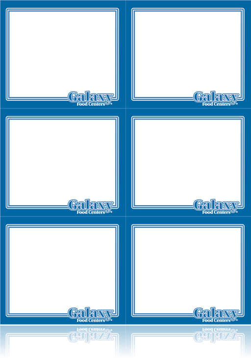 Galaxy Food Centers Shelf Signs-6 up per sheet Laser Compatible-Blue - screengemsinc