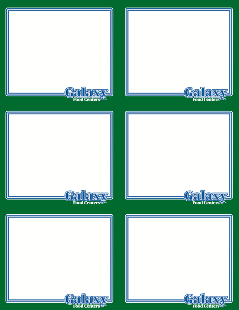 Galaxy Supermarket Shelf Signs- Produce- 6 up per sheet- Laser Compatible -600 signs - screengemsinc