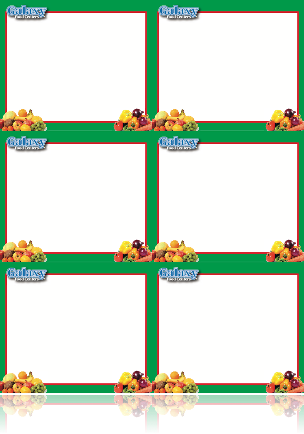 Galaxy Food Centers Shelf Signs Price Cards