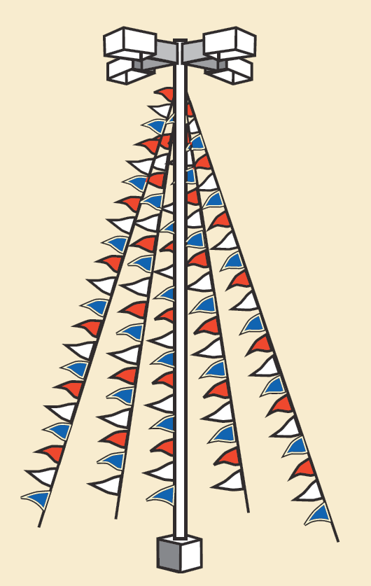 Red, White & Blue Indoor /Outdoor Pennants-105' long - screengemsinc