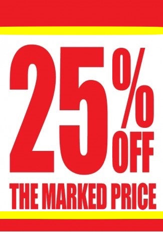 25% Off Shelf Signs Price Cards-Red-Yellow-10 pieces