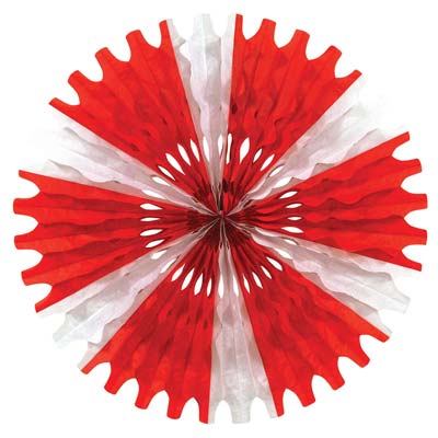 Valentine's Day Red & White Tissue Fans-12pcs
