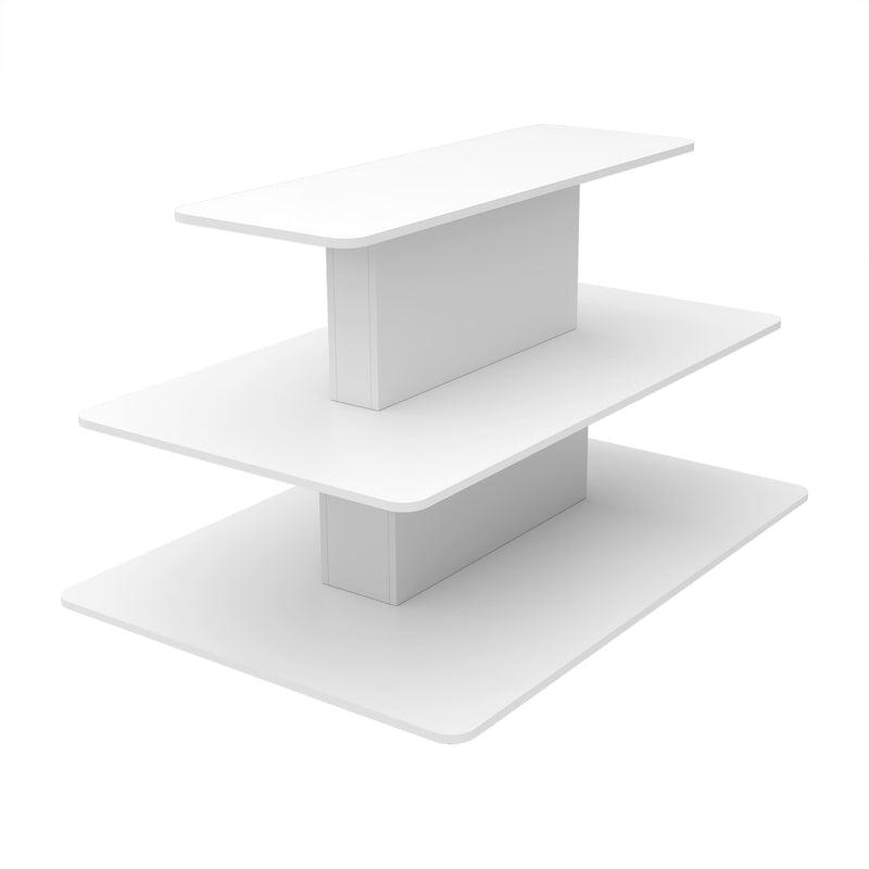 3-Tier Rectangular White Retail Display Table