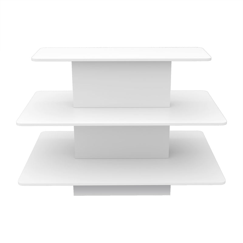 3-Tier Rectangular White Retail Display Table