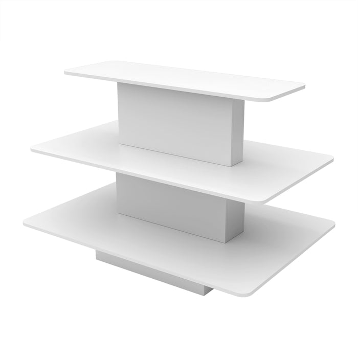 3-Tier Rectangular White Retail Display Table