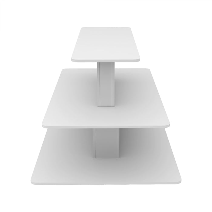 3-Tier Rectangular White Retail Display Table