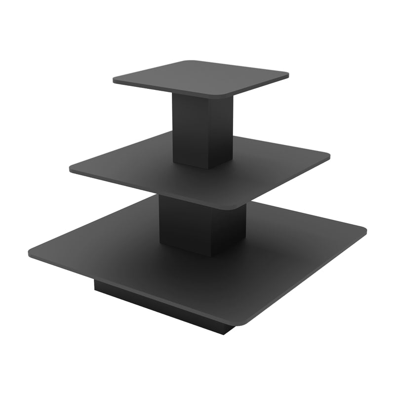 3-Tier Retail Display Black Square Table