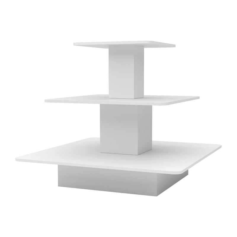 3-Tier Retail Display White Square Table