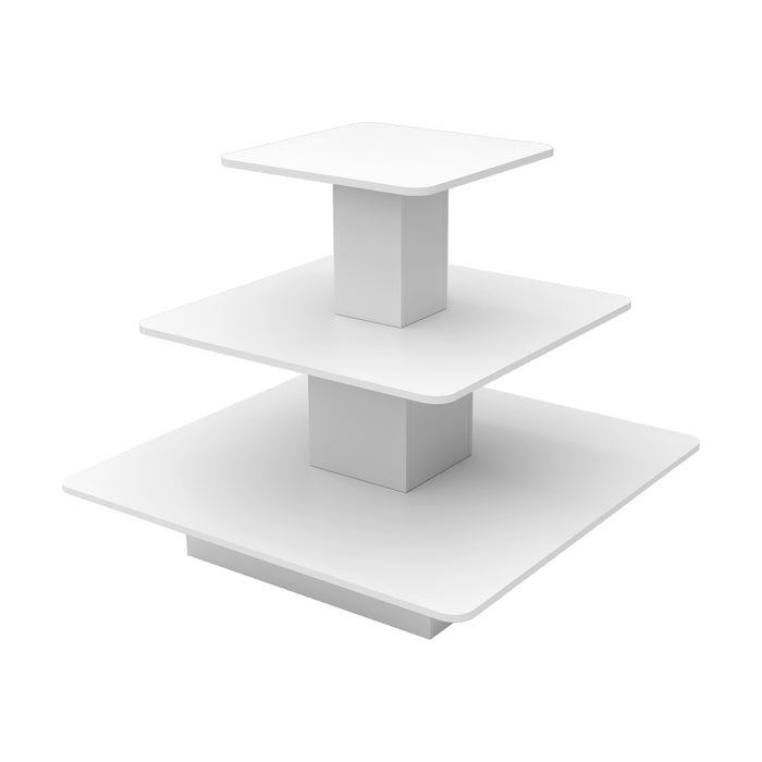 3-Tier Retail Display White Square Table