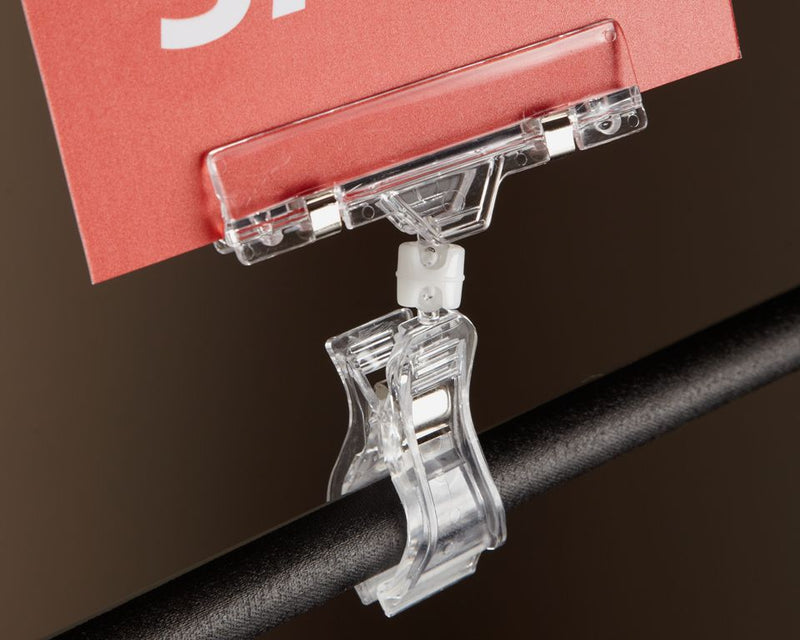 Clear Plastic Large Clip-on Sign Holder - 4 "L x 3"W-25 pieces