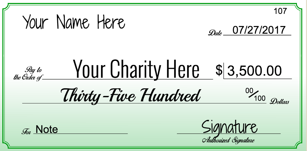 Big Checks for Charity Donation Presentation or Contest Winners-Custom ...