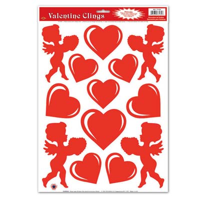 Valentine's Day Static Clings-12 sheets per pack